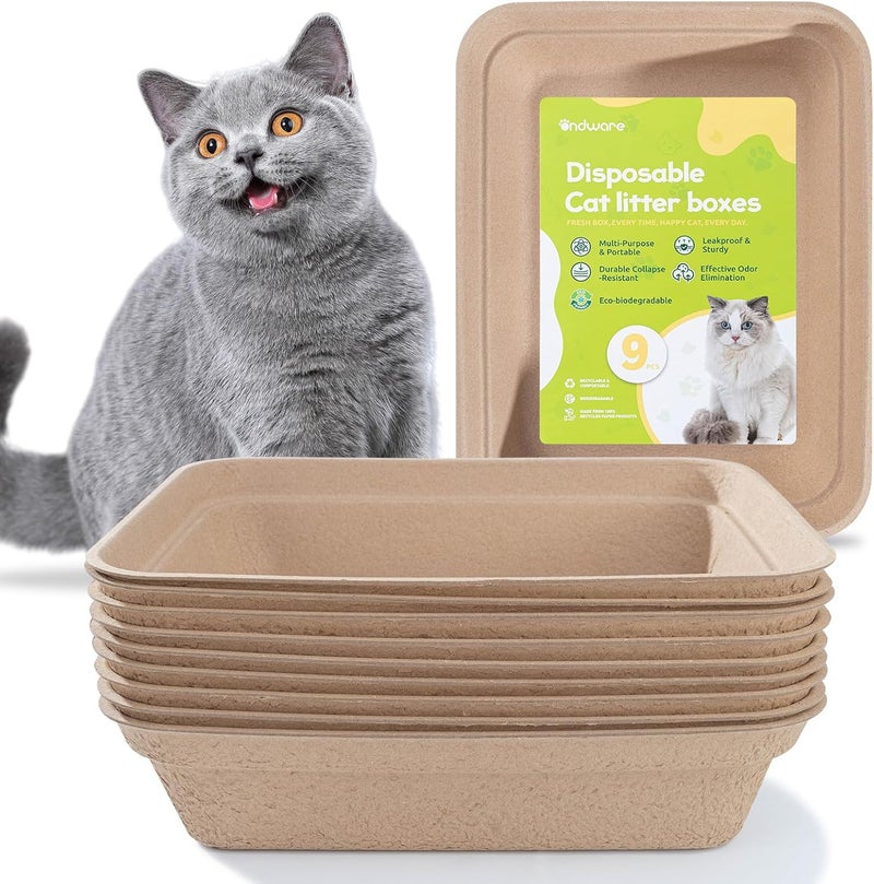 ondware Store Disposable Cat Litter Box(9-Pack), Large Litter Boxs for Cat Travel Home Use - Image 1